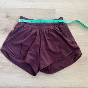 Lululemon Hotty Hot shorts, size 2, 4” inseam, burgundy, excellent condition